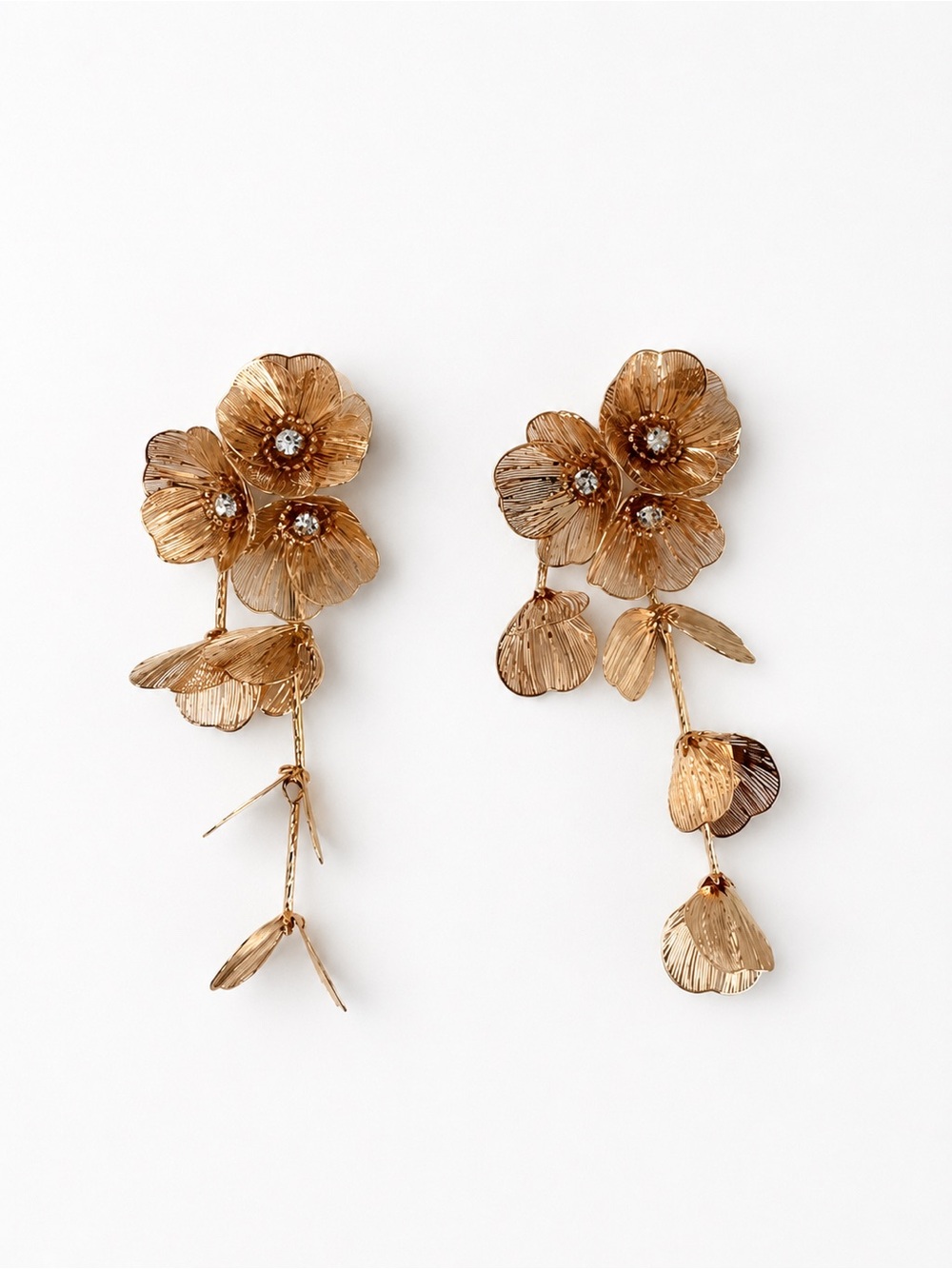 Elegant Gold Floral Drop Earrings